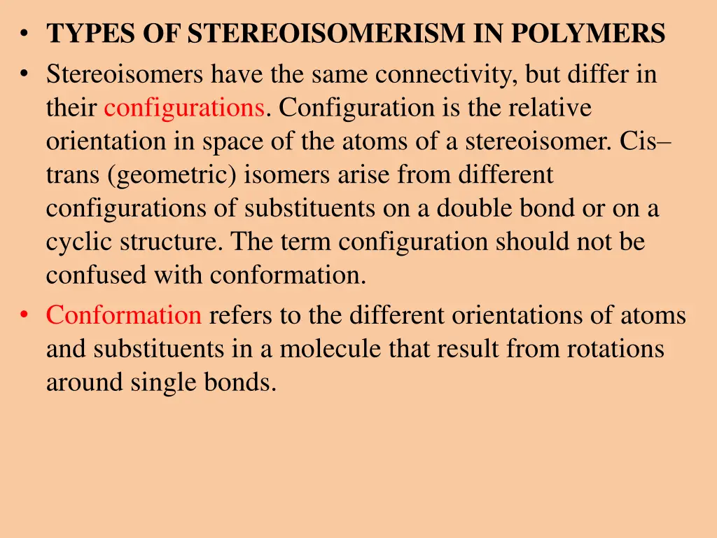 types of stereoisomerism in polymers