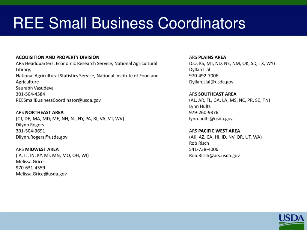 ree small business coordinators