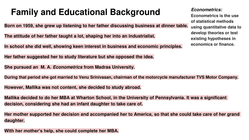 family and educational background