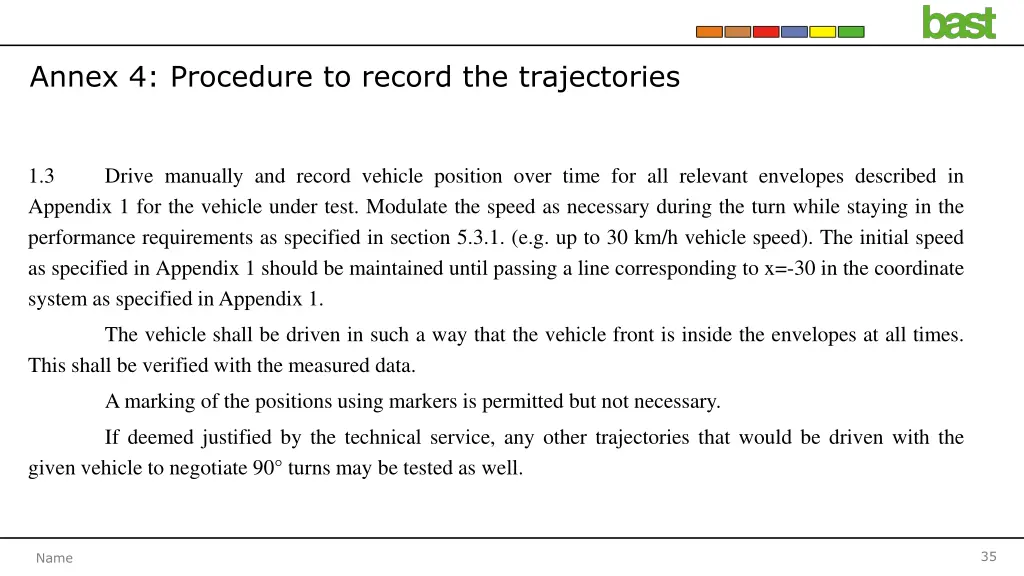 annex 4 procedure to record the trajectories