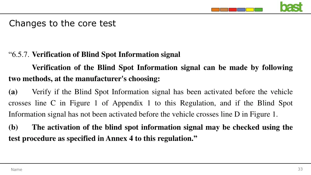 changes to the core test