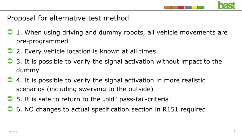 proposal for alternative test method