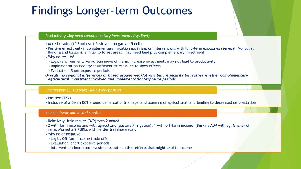 findings longer term outcomes