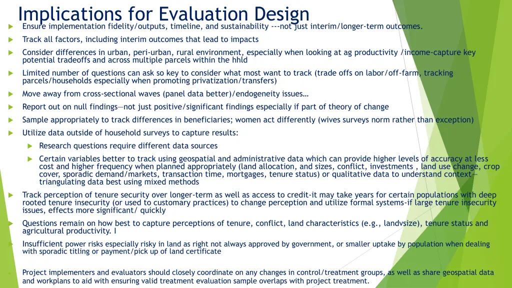 implications for evaluation design ensure