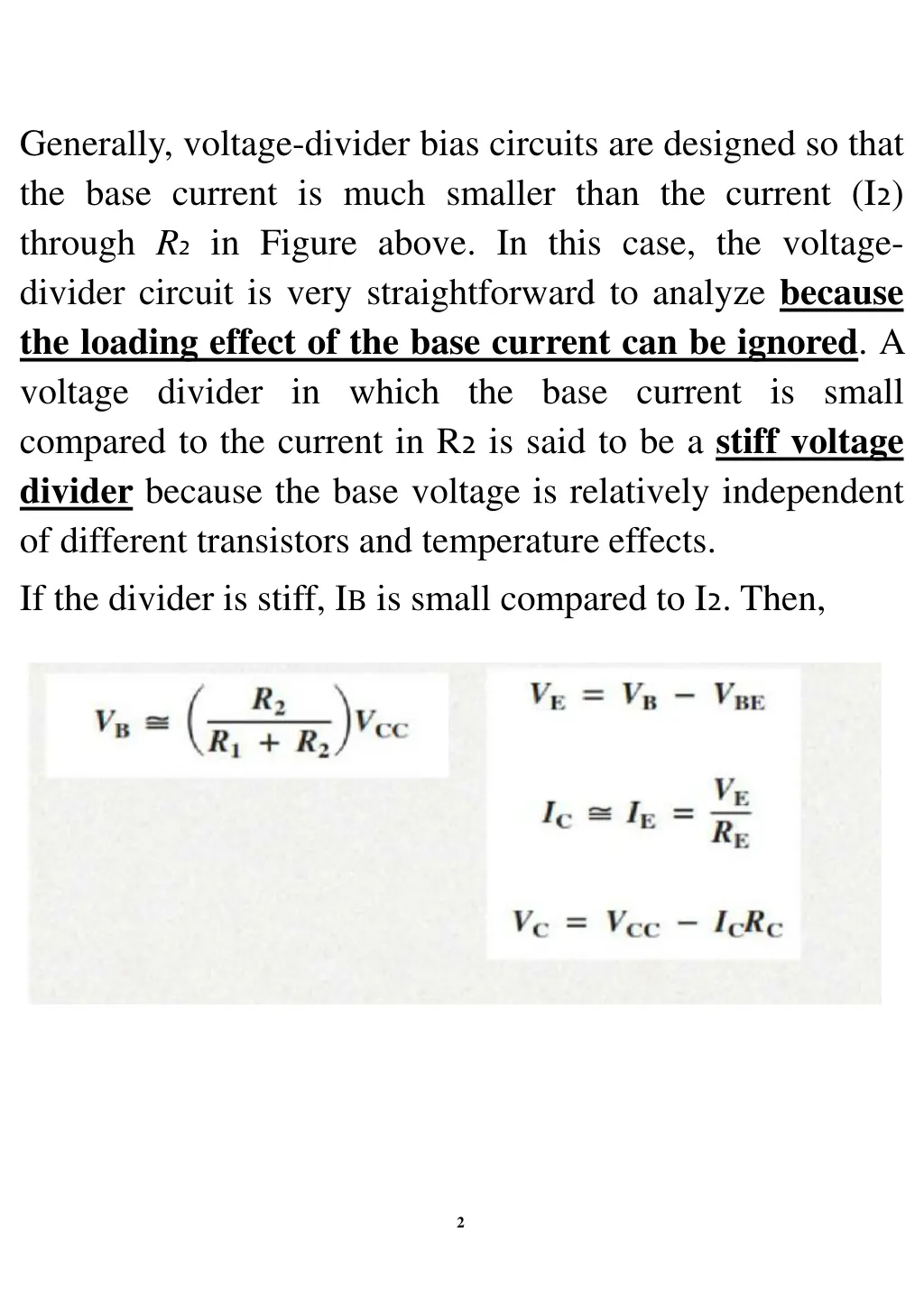 generally voltage divider bias circuits