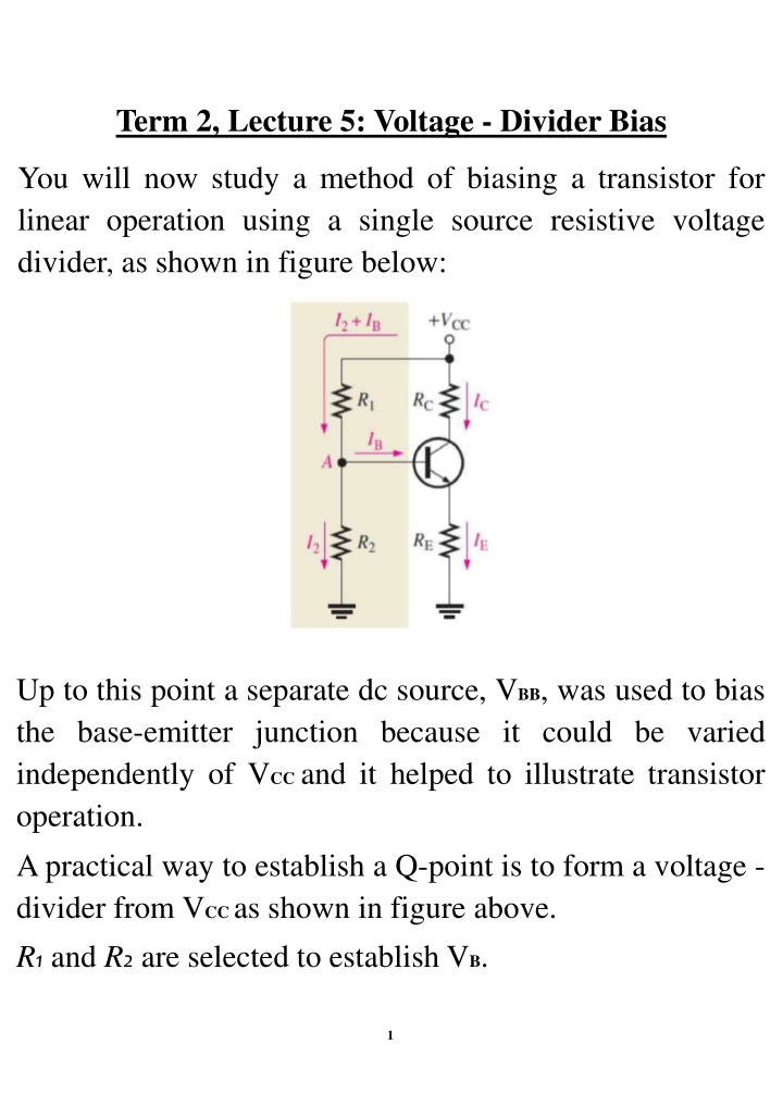 term 2 lecture 5 voltage divider bias