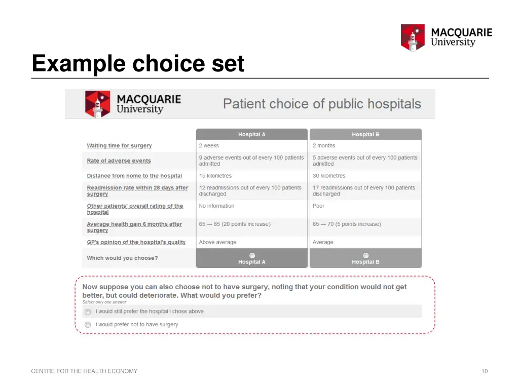 example choice set