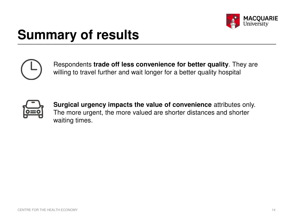 summary of results 1