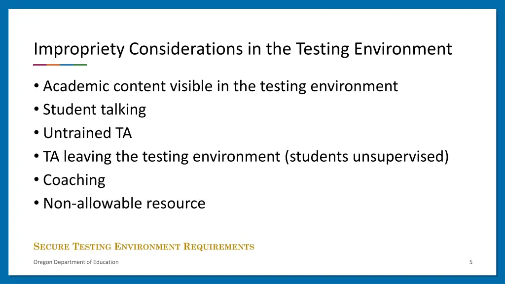 impropriety considerations in the testing