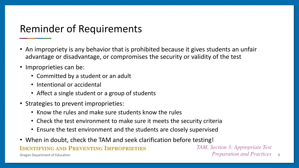 reminder of requirements 1