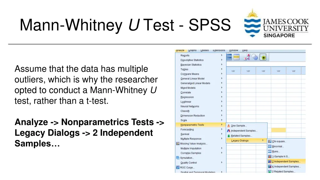 mann whitney u test spss