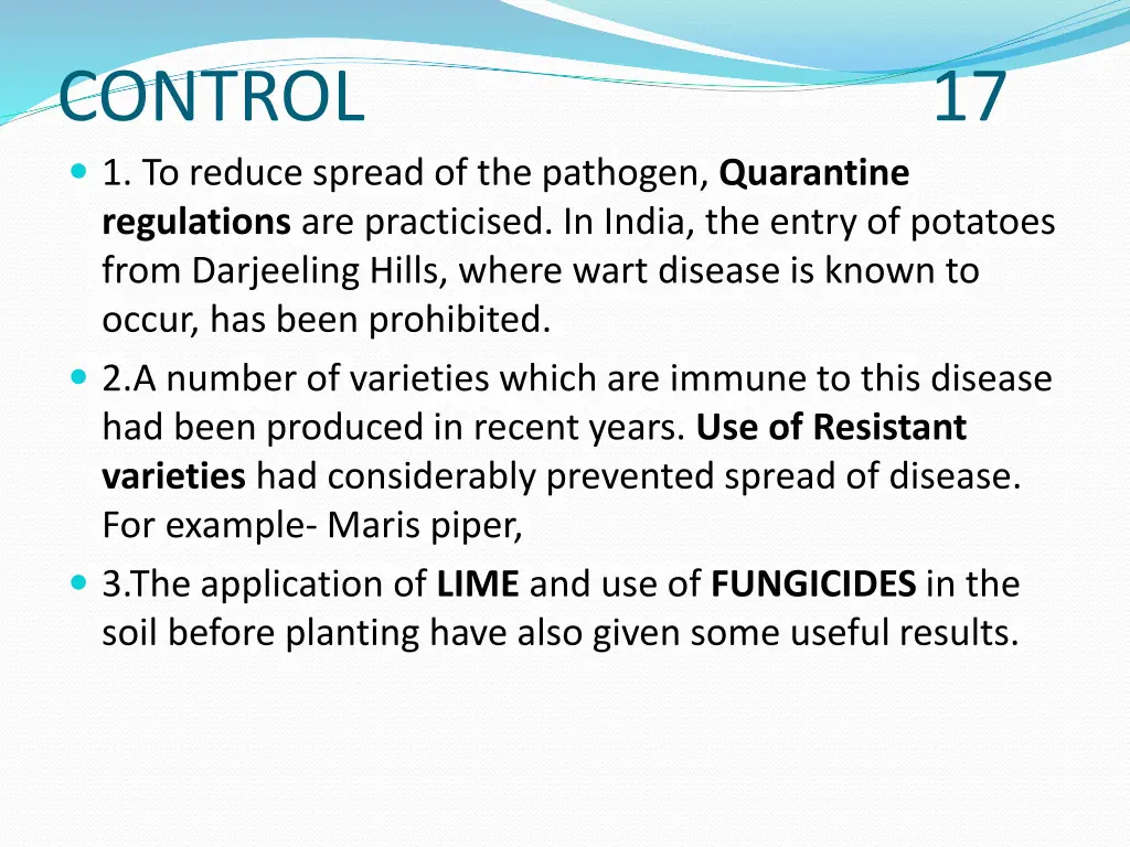 control 17 1 to reduce spread of the pathogen