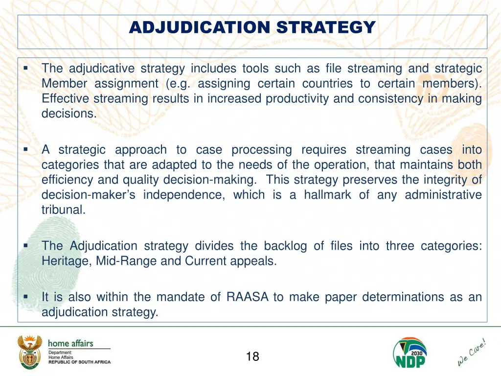 adjudication strategy