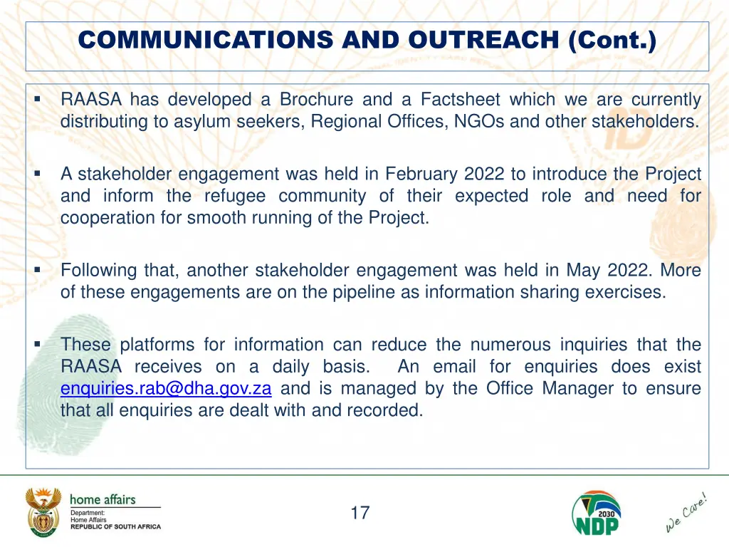 communications and outreach cont