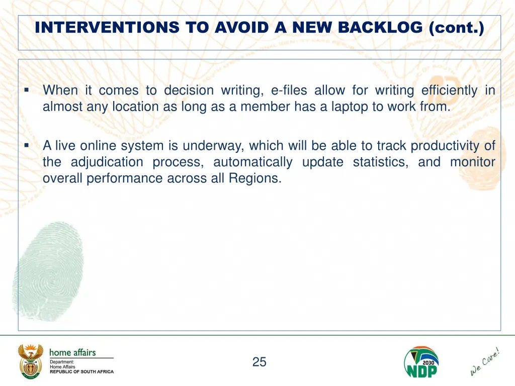 interventions to avoid a new backlog cont 1