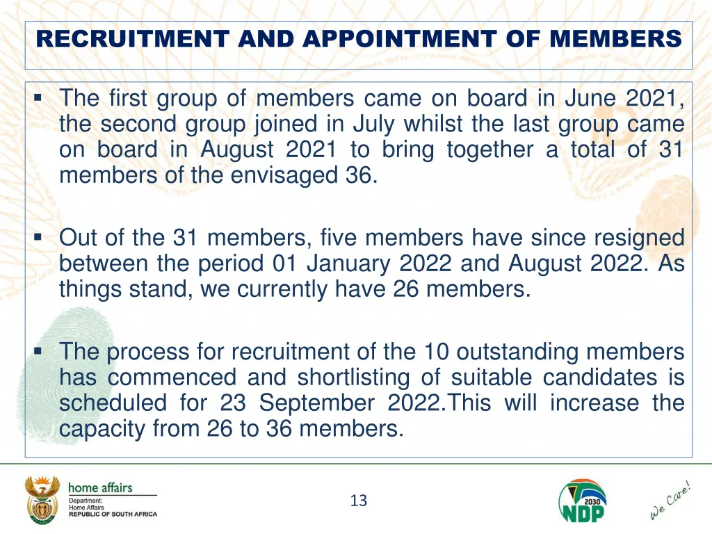 recruitment and appointment of members