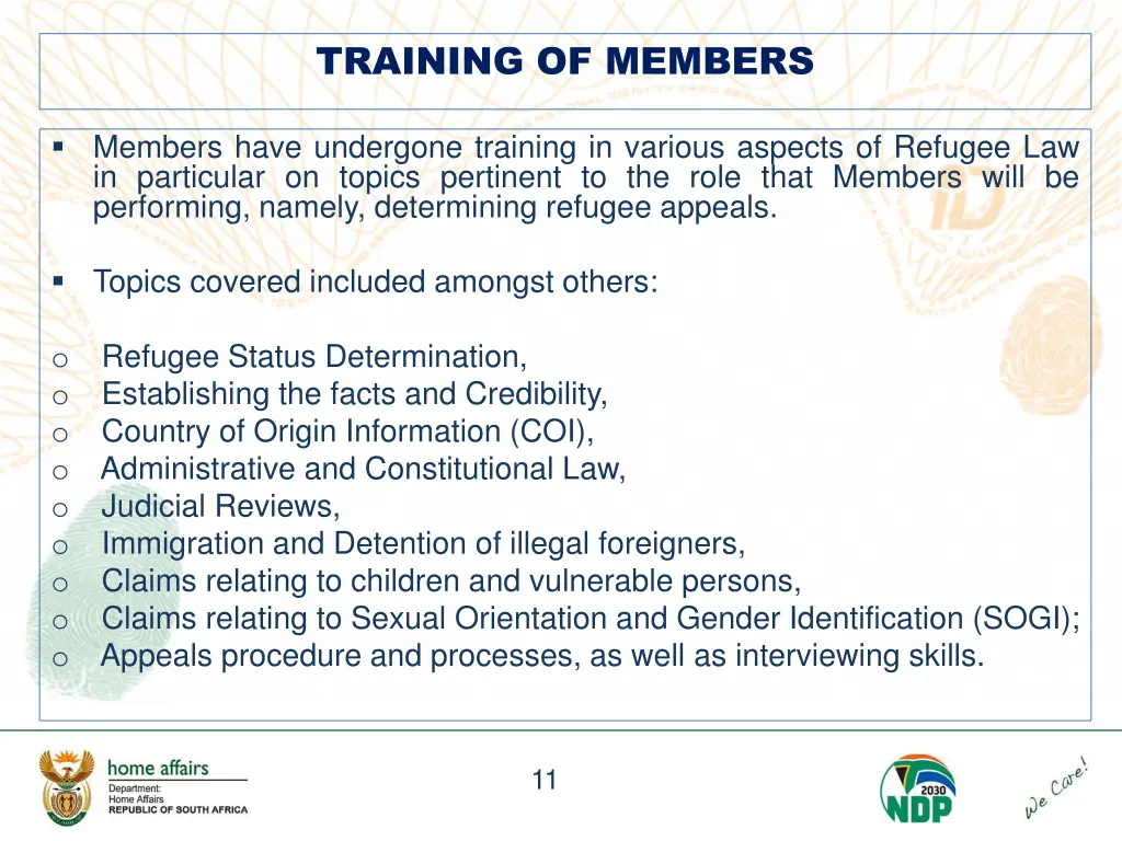 training of members