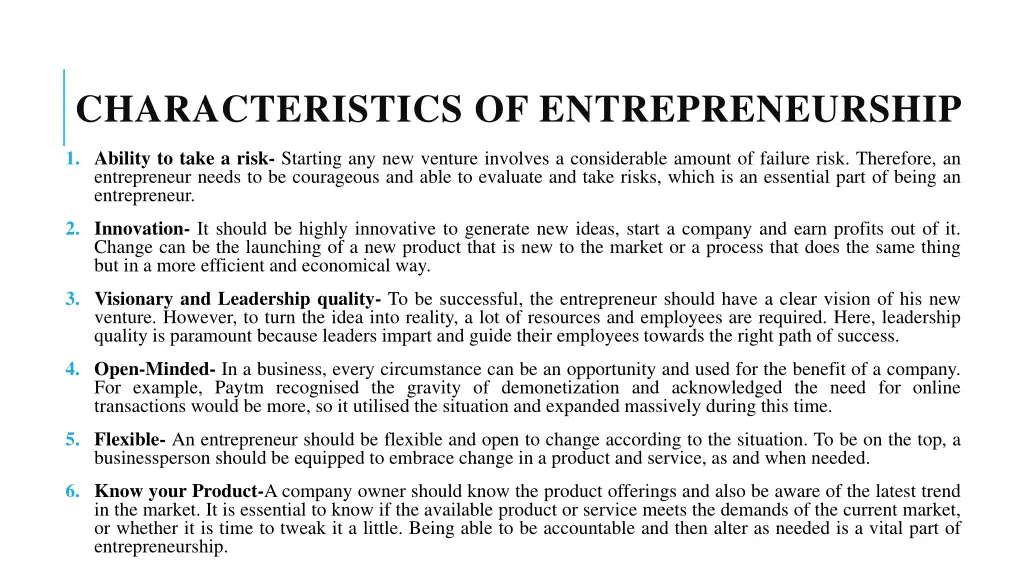 characteristics of entrepreneurship