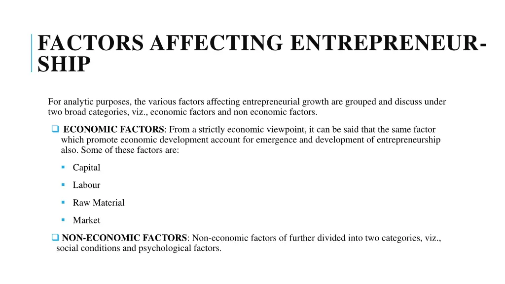 factors affecting entrepreneur ship