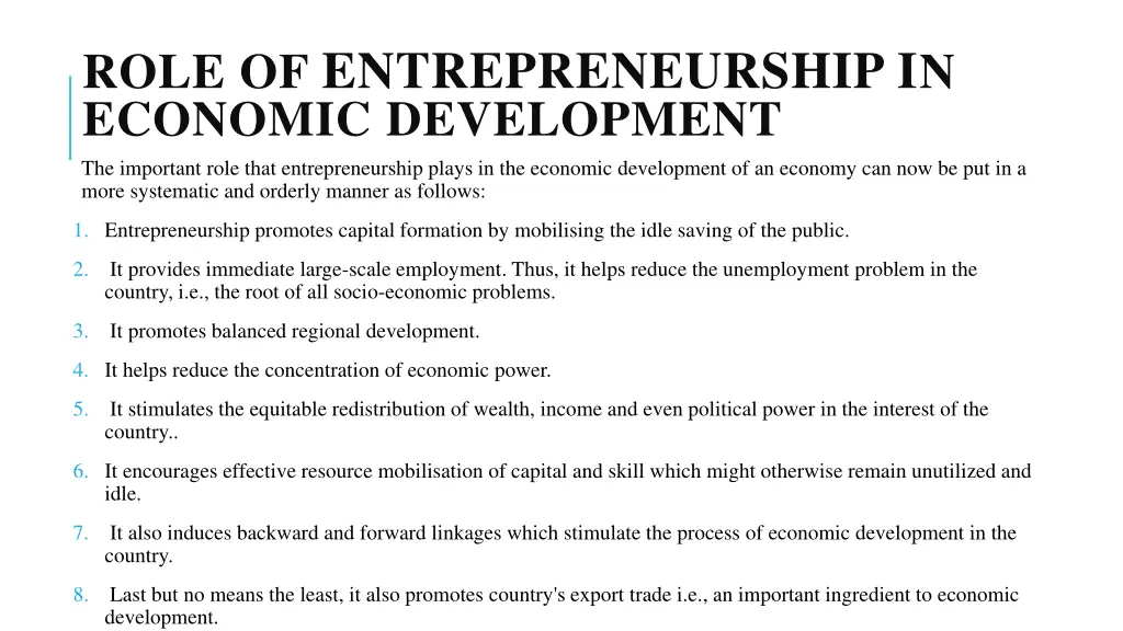 role of entrepreneurship i n economic development