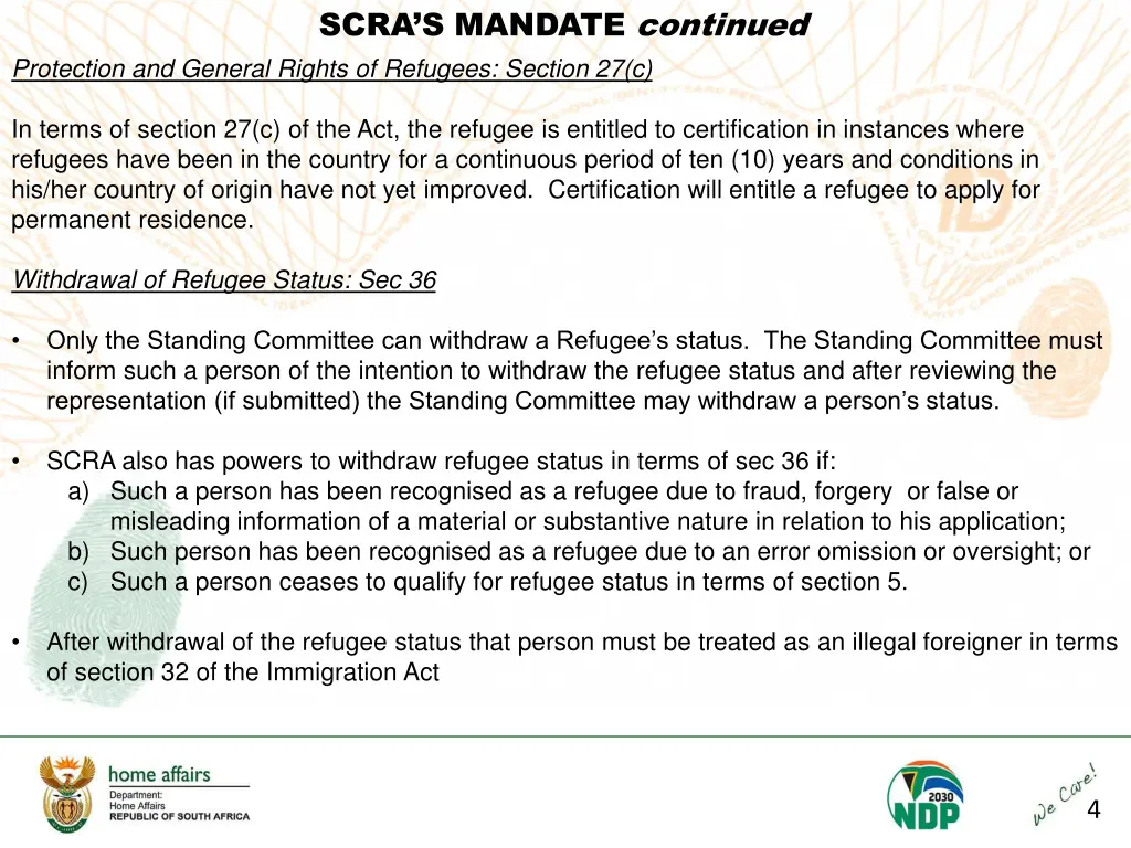 scra s mandate continued