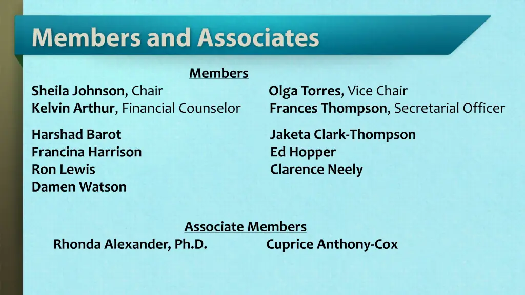 members olga torres vice chair