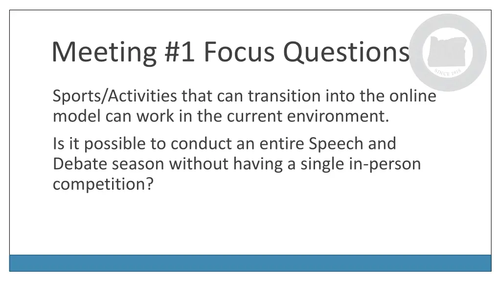 meeting 1 focus questions