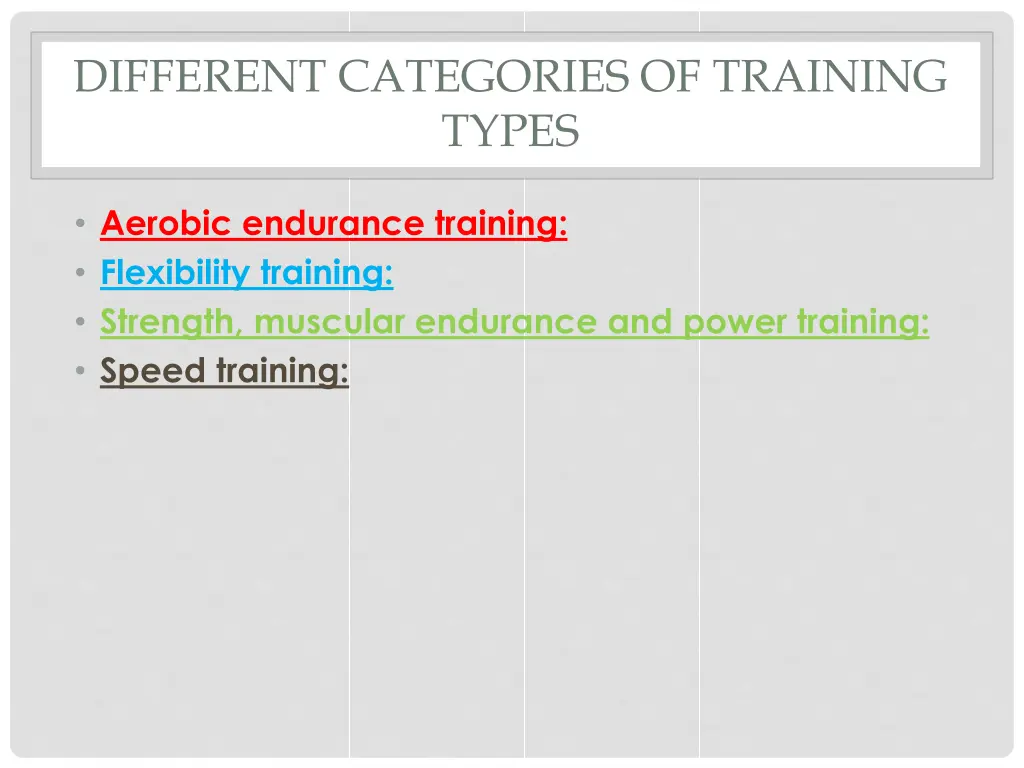 different categories of training types