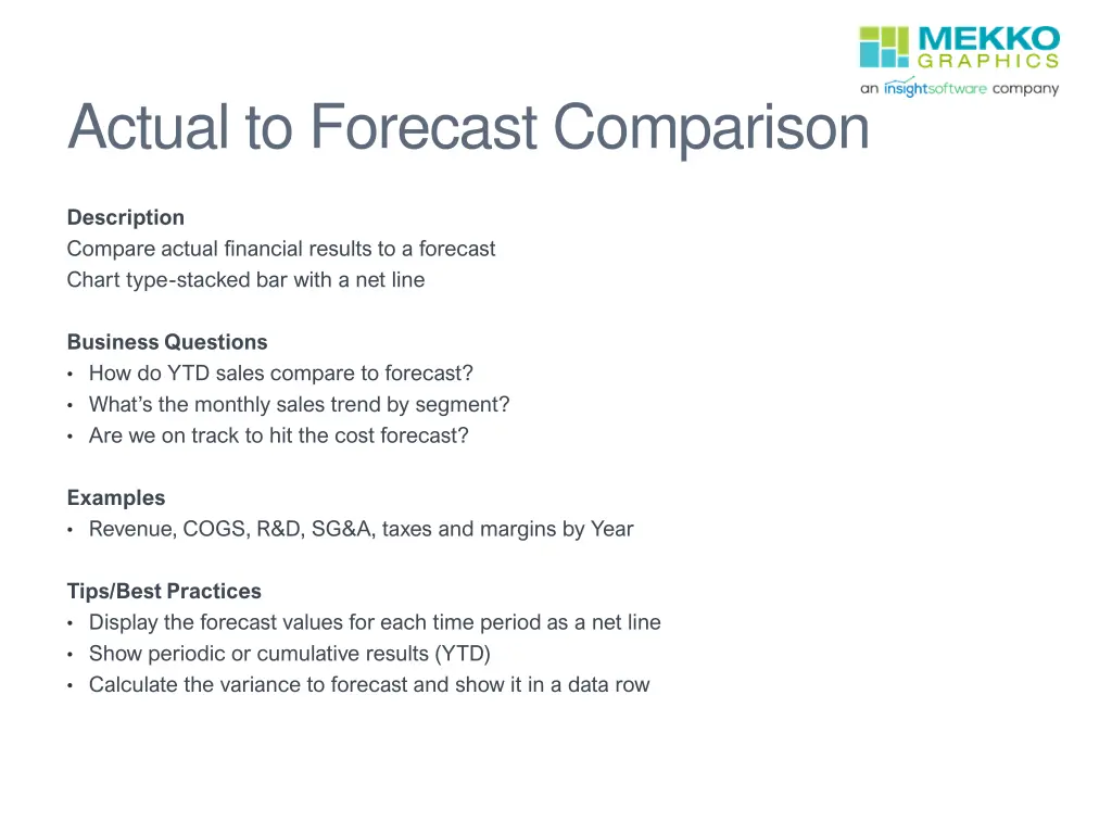 actual to forecast comparison