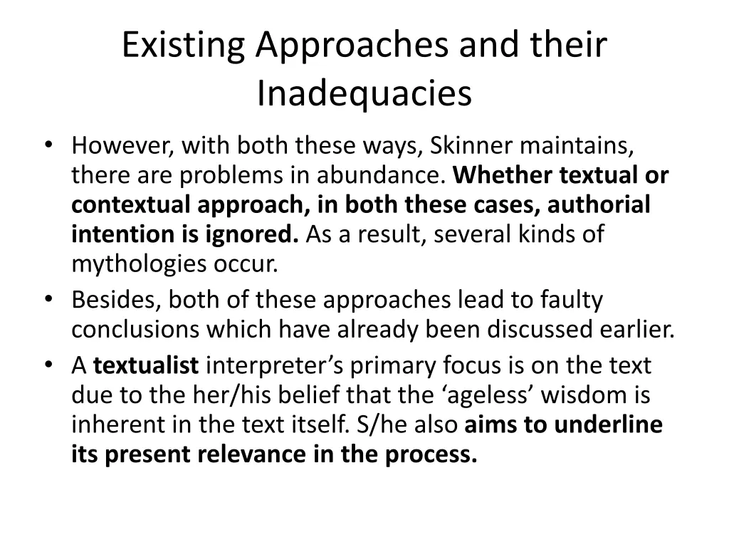 existing approaches and their inadequacies 1