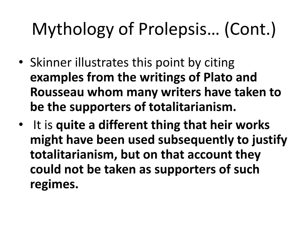 mythology of prolepsis cont