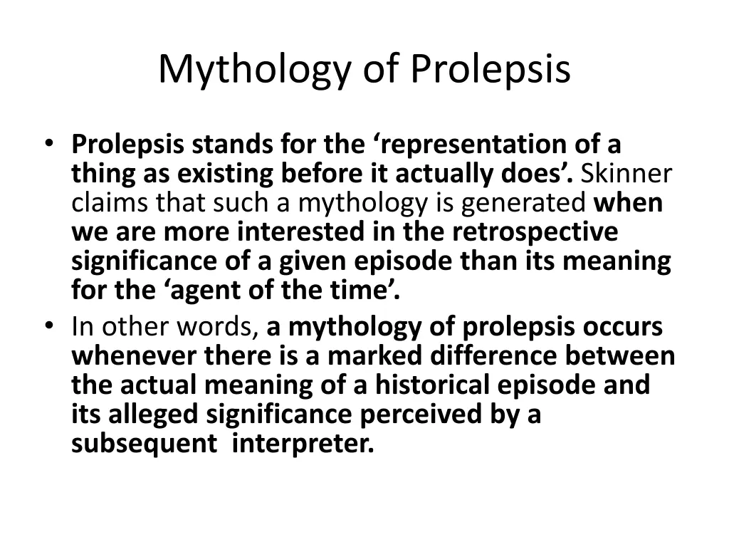 mythology of prolepsis