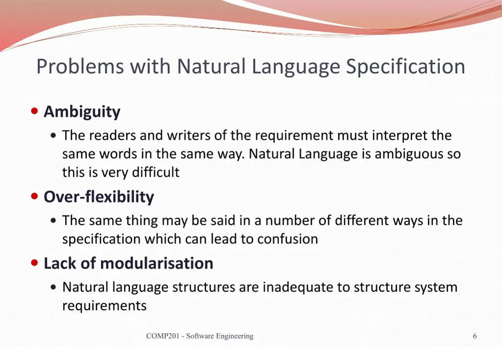 problems with natural language specification