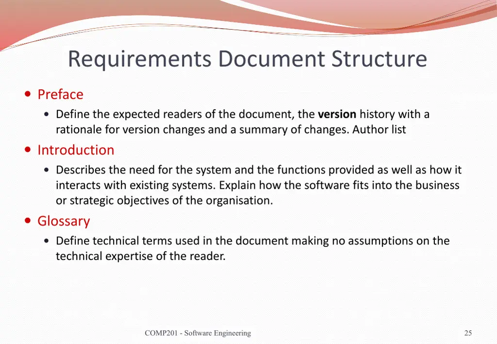 requirements document structure