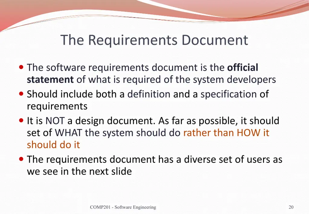 the requirements document