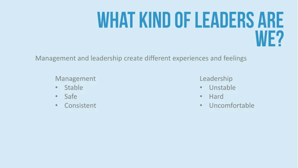 management and leadership create different 4