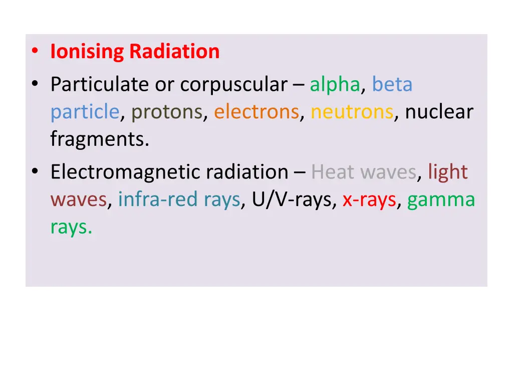 ionising radiation particulate or corpuscular