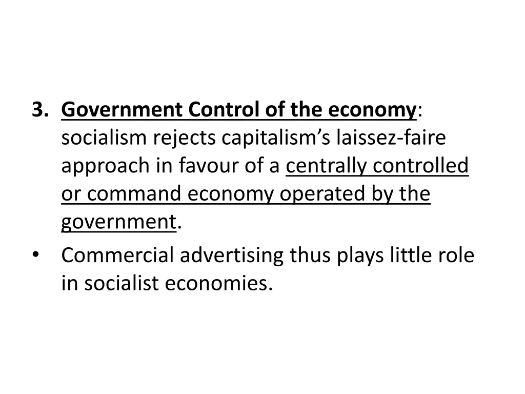 3 government control of the economy socialism