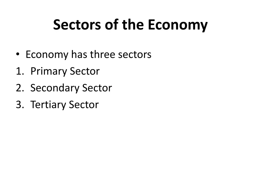 sectors of the economy