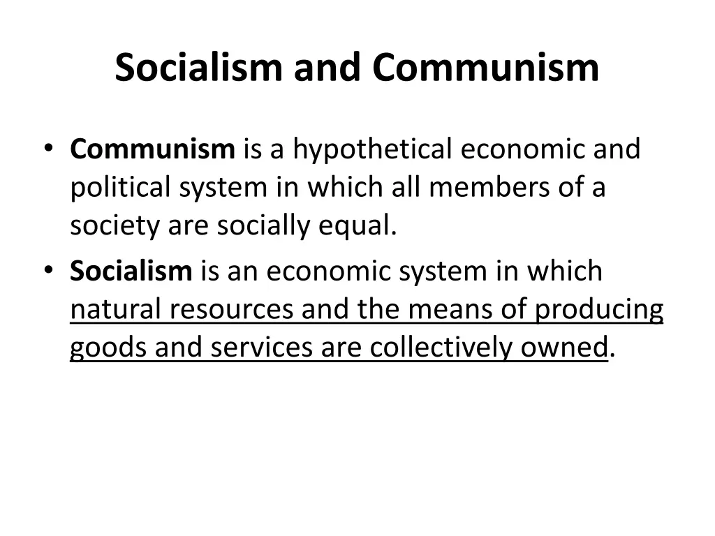 socialism and communism