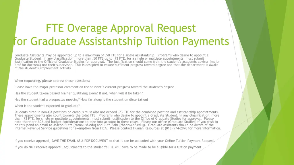 fte overage approval request for graduate