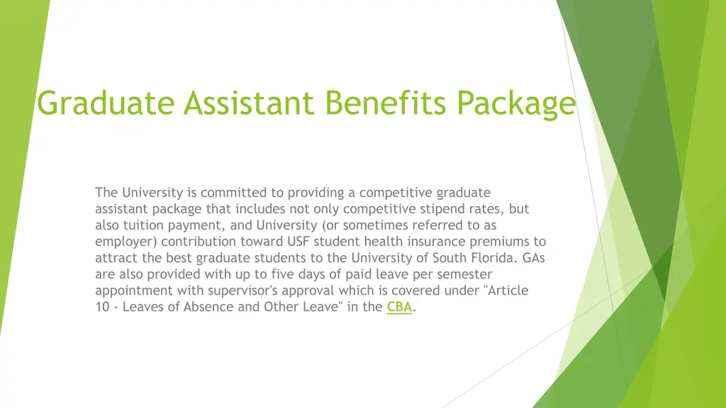 graduate assistant benefits package