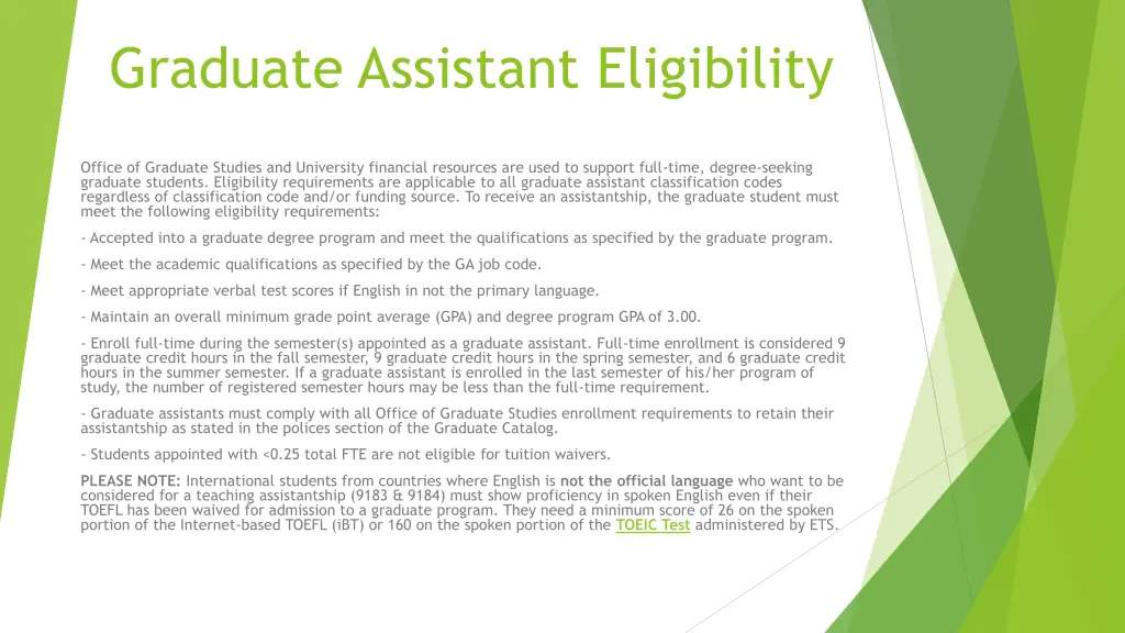 graduate assistant eligibility