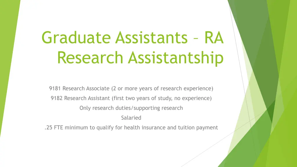 graduate assistants ra research assistantship