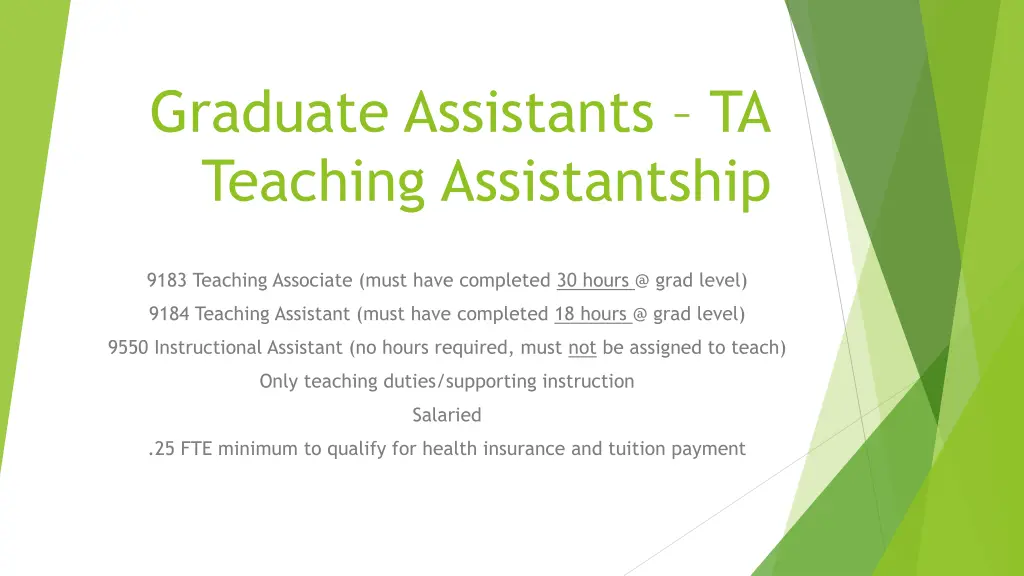 graduate assistants ta teaching assistantship