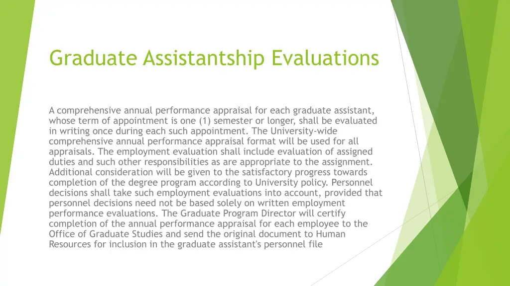 graduate assistantship evaluations