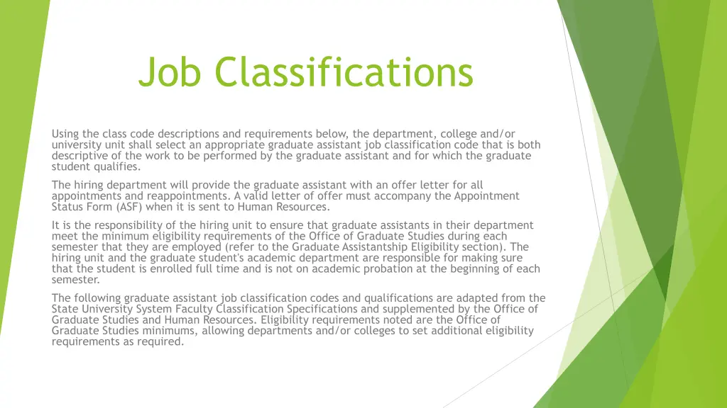 job classifications