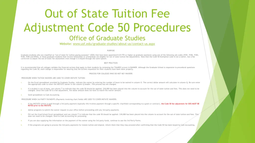 out of state tuition fee adjustment code