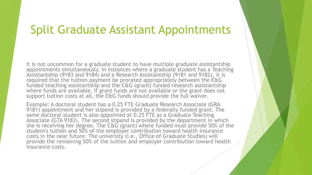 split graduate assistant appointments