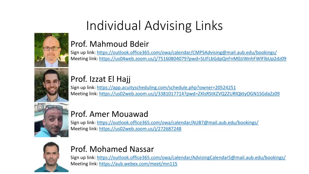 individual advising links